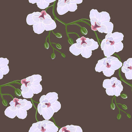 Seamless floral wallpaper with branch of orchid flowersのイラスト素材
