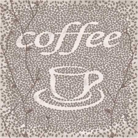 stylized cup of coffee icon with beansのイラスト素材
