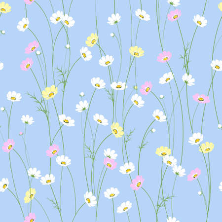 Vector seamless texture with little cute chamomile flowersのイラスト素材