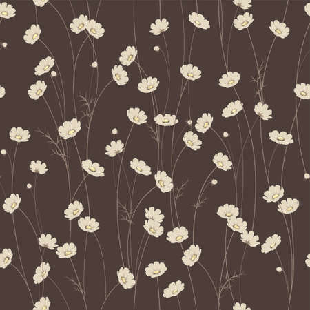 Vector seamless texture with little cute chamomile flowersのイラスト素材