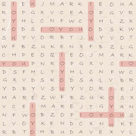 Vector hand-written crossword with 'I love you' wordsのイラスト素材
