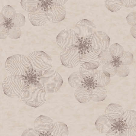Beautiful vector floral seamless pattern with hand-drawn flowersのイラスト素材