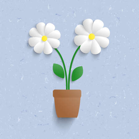 Abstract cardboard background with 3d paper flowers.のイラスト素材