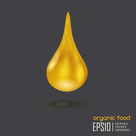 Realistic drop of honey  isolated on gray background. のイラスト素材