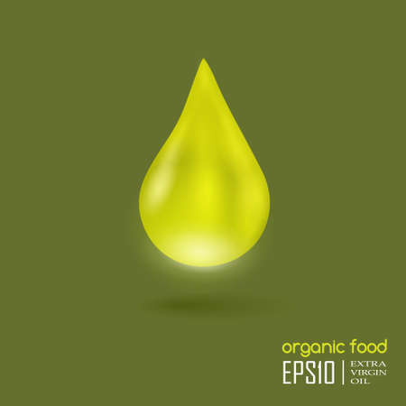 Realistic drop of oil isolated on green background. のイラスト素材