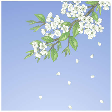 Beautiful  seamless spring pattern with green branches.のイラスト素材