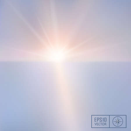Beautiful illustration of a sunset over the sea.のイラスト素材
