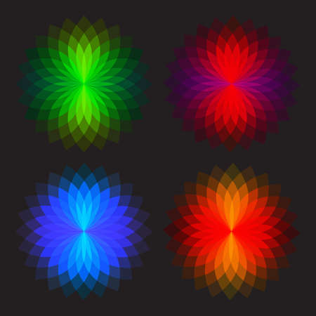 Background with bright geometric flowers. Flow  spectral light.のイラスト素材