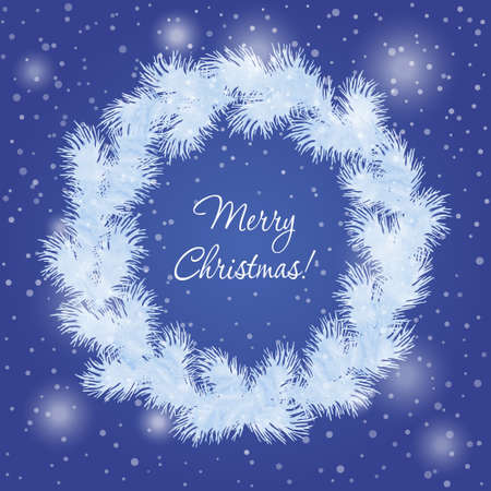 Christmas wreath isolated on blue backgroundのイラスト素材