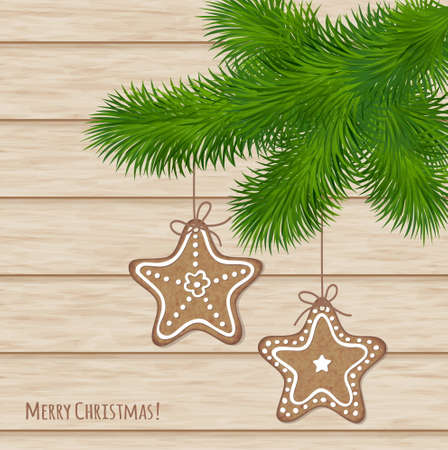 Elegant christmas card with decorative holiday cookiesのイラスト素材