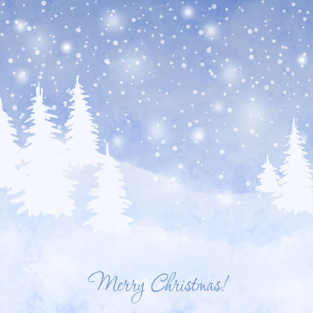 Christmas elegant vector  card with snow and fir treesのイラスト素材