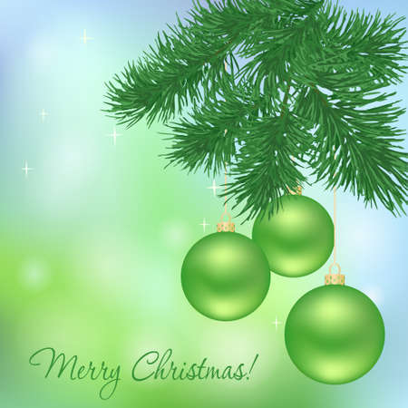 Christmas background with fir twigs and  green balls.のイラスト素材