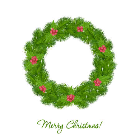 Christmas wreath isolated on white backgroundのイラスト素材