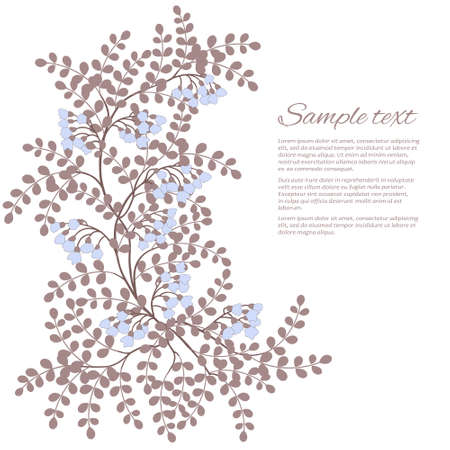 Spring card with abstract leaves and flowersのイラスト素材