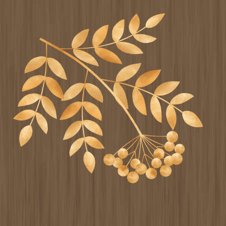Beautiful  illustration  with autumn leaves  and rowanberryのイラスト素材