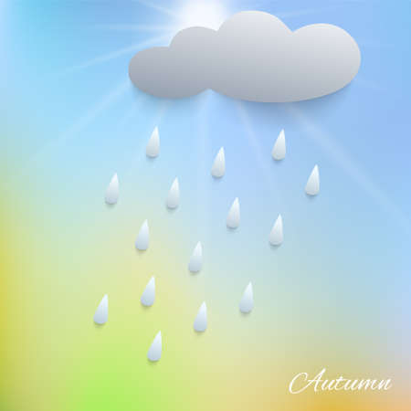 Beautiful stylized 3d illustration with rain and cloud.のイラスト素材