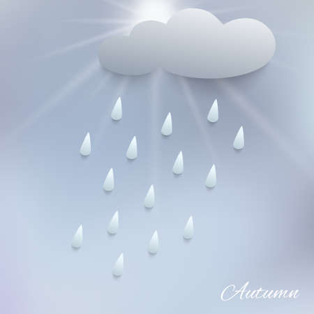Beautiful stylized 3d illustration with rain and cloud.のイラスト素材