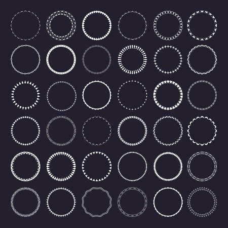 Set of round and circular decorative patterns for design frameworks and bannersのイラスト素材