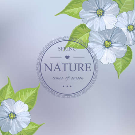 Elegant card with spring flowers on a gray background.のイラスト素材