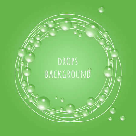 Water drops on green eco background, illustrationのイラスト素材