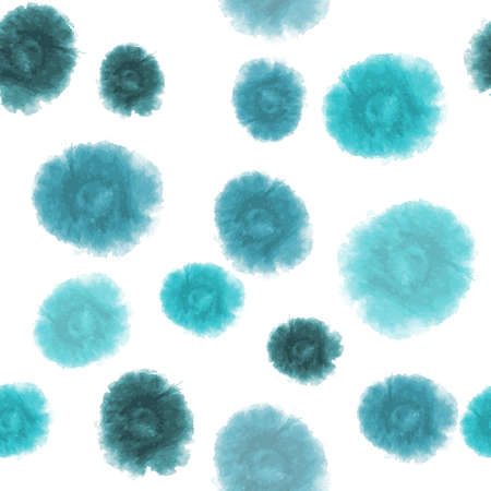 Watercolor abstract seamless pattern with turquoise spotsのイラスト素材