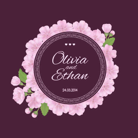 Wedding card or invitation on the violet backgroundのイラスト素材