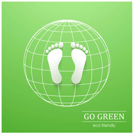 Illustration of eco friendly footprints on green backgroundのイラスト素材