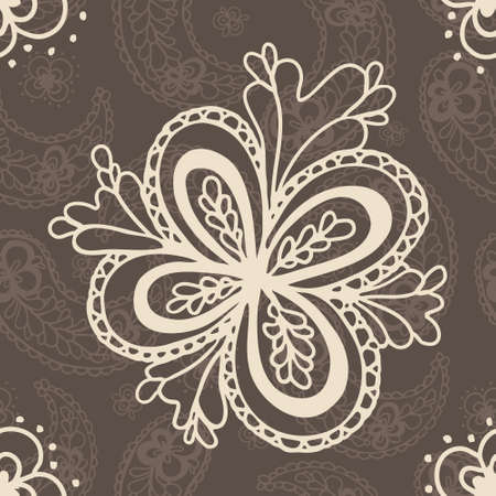 Vintage hand drawn seamless paisely backgroundのイラスト素材