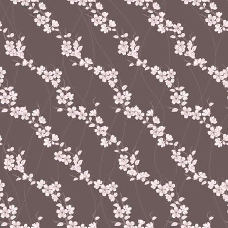 Elegant seamless pattern with spring sakura flowers and leavesのイラスト素材