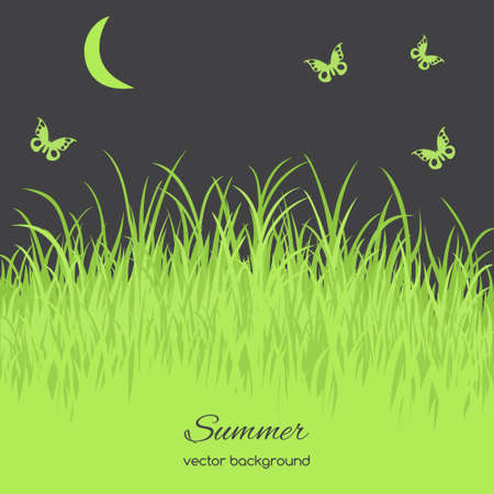 Spring card with grass  on white backgroundのイラスト素材