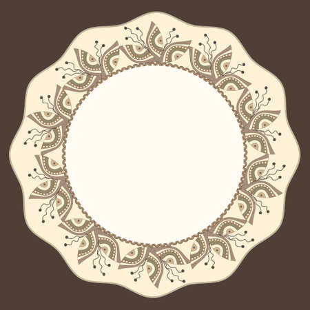 Round frame with unusual fantastic ornamentのイラスト素材