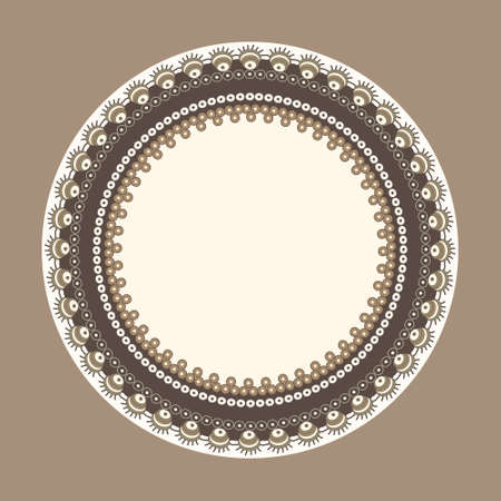 Round frame with unusual fantastic ornamentのイラスト素材