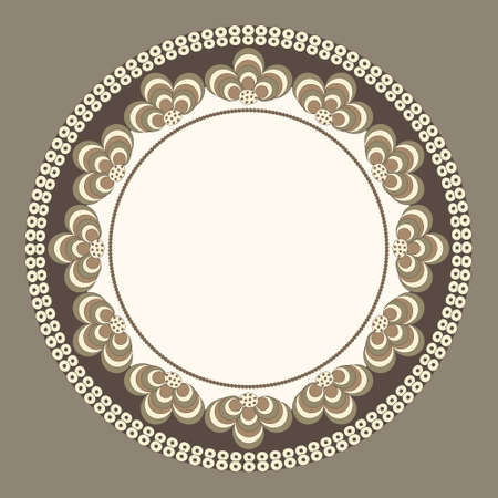 Round frame with unusual fantastic ornamentのイラスト素材