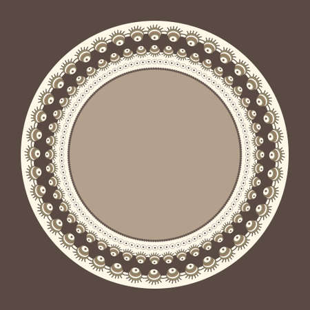 Round frame with unusual fantastic ornamentのイラスト素材
