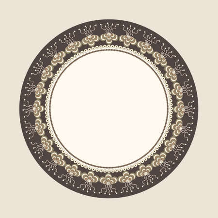 Round frame with unusual fantastic ornamentのイラスト素材