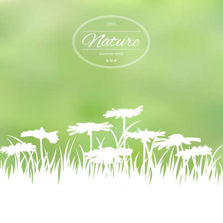 Spring card with flowers on green backgroundのイラスト素材