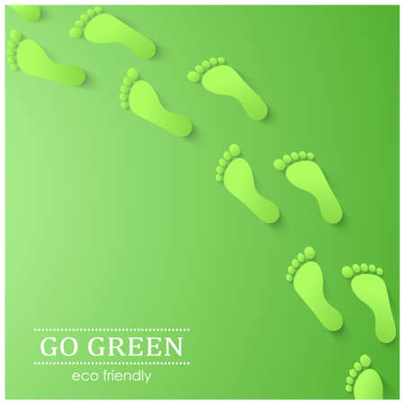 Illustration of eco friendly footprints on green backgroundのイラスト素材