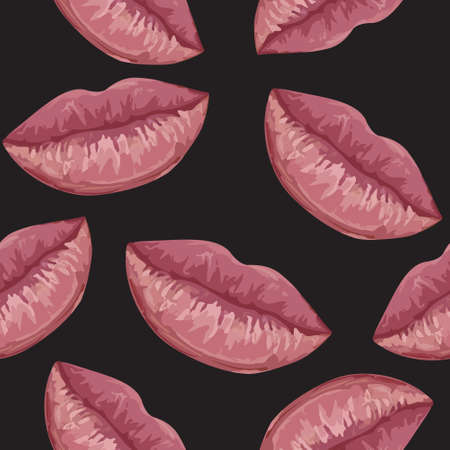 Seamless pattern with realistic woman lipsのイラスト素材