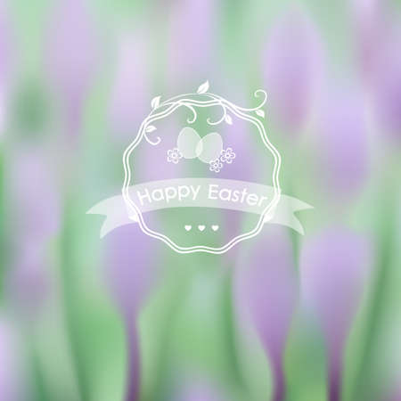 Elegant Easter card on blurred background.Vector illustrationのイラスト素材