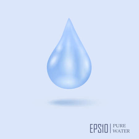 Realistic illustration of a single blue shiny water drop.のイラスト素材