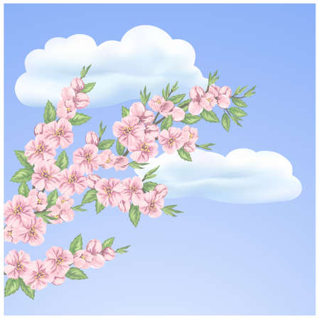 Beautiful  seamless spring pattern with green branches.のイラスト素材