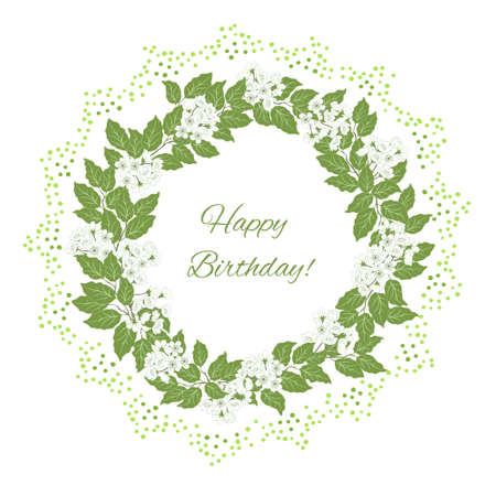 Spring card with abstract sakura flowers on a white backgroundのイラスト素材