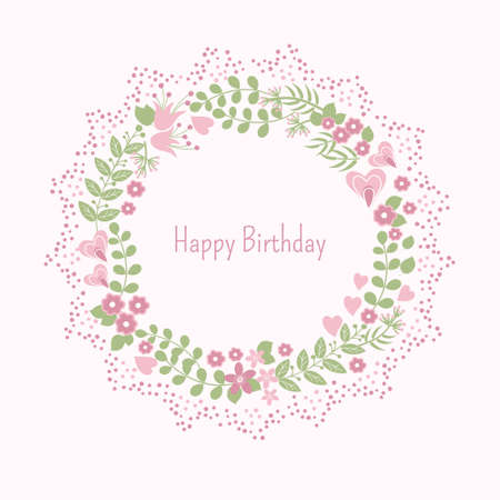 Spring card with abstract flowers and heartsのイラスト素材