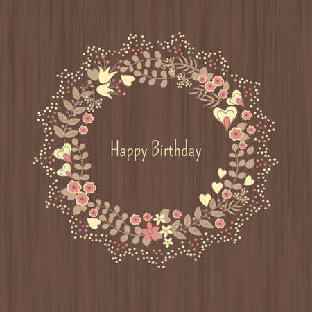 Spring card with abstract flowers and heartsのイラスト素材