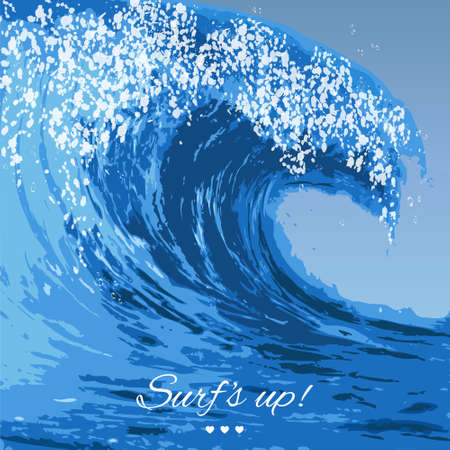Realistic illustration of a large ocean waveのイラスト素材