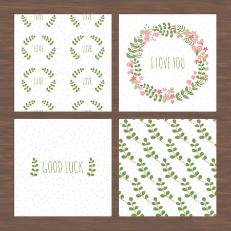 Set of fresh cards with floristic patterns. Good for businesses cards or corporate designのイラスト素材