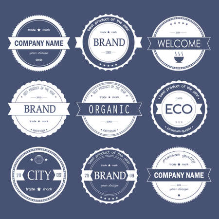Set of vintage styled round hipster design iconsのイラスト素材