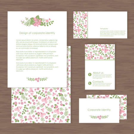 Vector corporate identity, romantic flower design. Geometric banner design template. Brand, visualization, corporate identity business setのイラスト素材