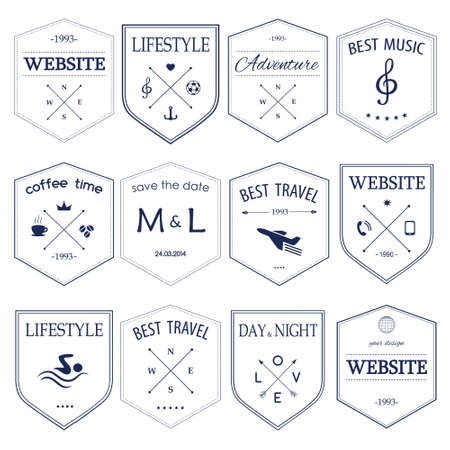Set of vintage styled  hipster design iconsのイラスト素材