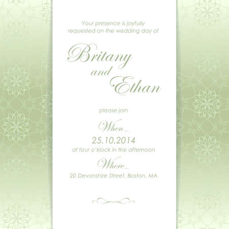 Wedding card or invitation on the green backgroundのイラスト素材